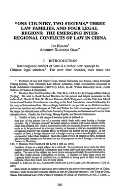 The Emerging Inter-Regional Conflicts of Law in Contract, Tort, Real Property, Personal Laws, and Family Relations Such As Marriage and Succession