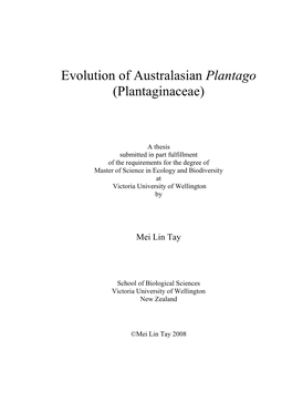 Evolution of Australasian Plantago (Plantaginaceae)