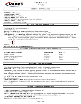 Safety Data Sheet X Factor