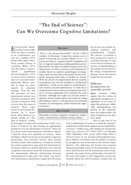 “The End of Science”: Can We Overcome Cognitive Limitations?