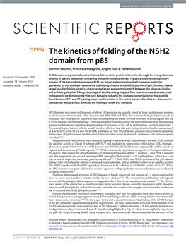 The Kinetics of Folding of the NSH2 Domain from P85 Lorenzo Visconti, Francesca Malagrinò, Angelo Toto & Stefano Gianni