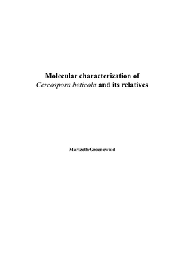 Molecular Characterization of Cercospora Beticola and Its Relatives