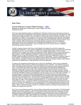 East Timor Page 1 of 10 East Timor Country Reports on Human Rights Practices