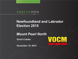 Newfoundland and Labrador Election 2015 Mount Pearl North