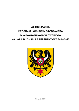Aktualizacja Programu Ochrony Środowiska Dla Powiatu Namysłowskiego Na Lata 2010 – 2013 Z Perspektywą 2014�2017