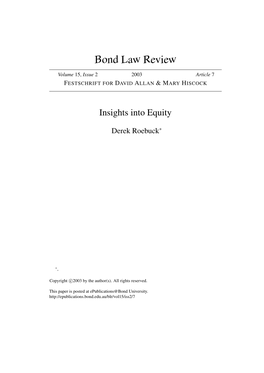 Bond Law Review