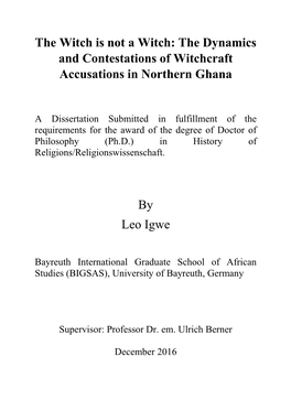 The Dynamics and Contestations of Witchcraft Accusations in Northern Ghana