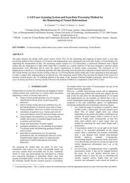 A 3-D Laser Scanning System and Scan Data Processing Method for the Monitoring of Tunnel Deformations