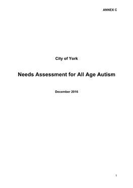 Needs Assessment for All Age Autism