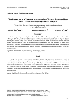 Diptera: Stratiomyidae) from Turkey and Zoogeographical Analysis