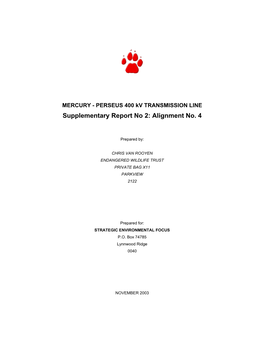 Supplementary Report No 2: Alignment No. 4