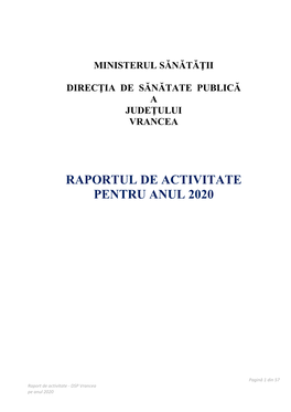 Raport De Activitate Pe Anul 2020