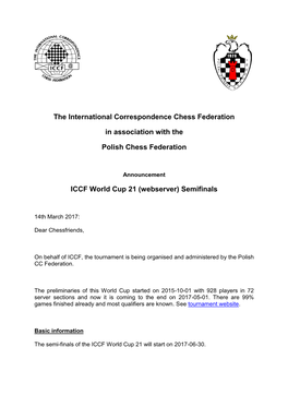 ICCF World Cup 21 (Webserver) Semifinals