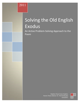 Solving the Old English Exodus: an Active Problem Solving Approach to the Poem