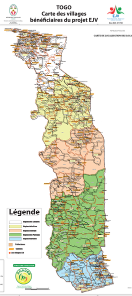 TOGO Carte Des Villages Bénéficiaires Du Projet