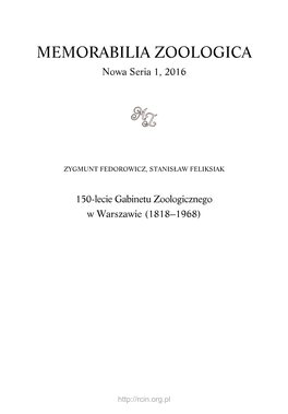 150-Lecie Gabinetu Zoologicznego W Warszawie (1818–1968)