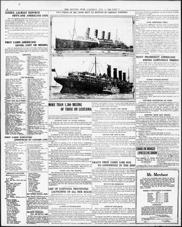 Than 1300 Missing of Those on Lusitania