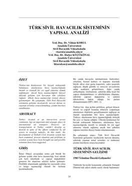 Türk Sivil Havacilik Sisteminin Yapisal Analizi