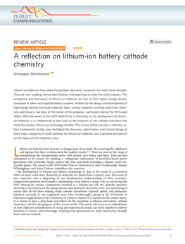 A Reflection on Lithium-Ion Battery Cathode Chemistry