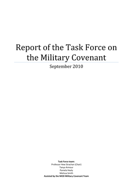 Report of the Task Force on the Military Covenant September 2010