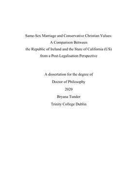 Same-Sex Marriage and Conservative Christian Values