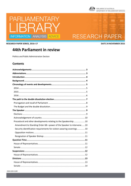 44Th Parliament in Review