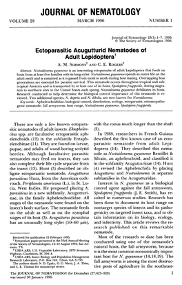Ectoparasitic Acugutturid Nematodes of Adult Lepidoptera 1 A