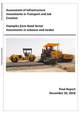 Assessment of Infrastructure Investments in Transport and Job Creation Examples From