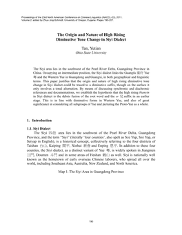 The Origin and Nature of High Rising Diminutive Tone Change in Siyi Dialect