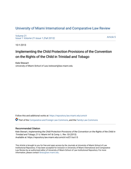 Implementing the Child Protection Provisions of the Convention on the Rights of the Child in Trinidad and Tobago