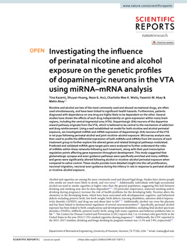 Investigating the Influence of Perinatal Nicotine and Alcohol Exposure On