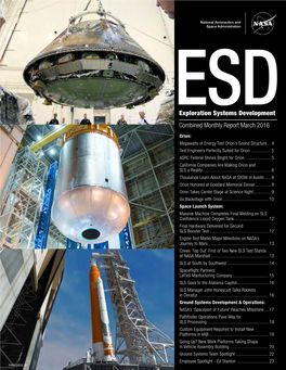 Exploration Systems Development Combined Monthly Report March 2016