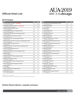 Official Hotel List