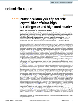 Numerical Analysis of Photonic Crystal Fiber of Ultra-High Birefringence And