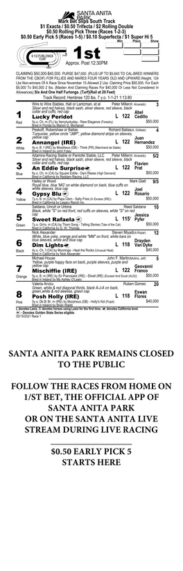 1 2 3 4 5 6 7 8 Santa Anita Park Remains Closed to The