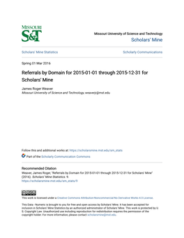 Referrals by Domain for 2015-01-01 Through 2015-12-31 for Scholars' Mine