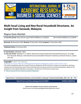 Multi-Local Living and New Rural Household Structures. an Insight from Sarawak, Malaysia