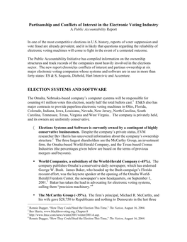 Partisanship and Conflicts of Interest in the Electronic Voting Industry a Public Accountability Report