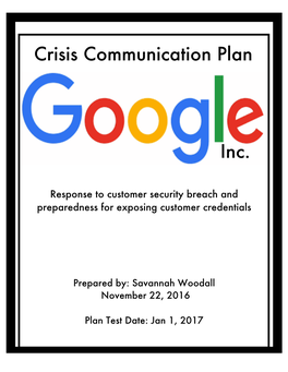 Crisis Communication Plan Inc