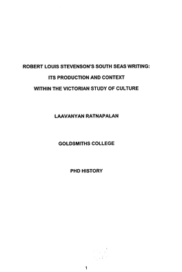 Robert Louis Stevenson's South Seas Writing: Its