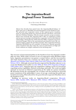 The Argentina-Brazil Regional Power Transition