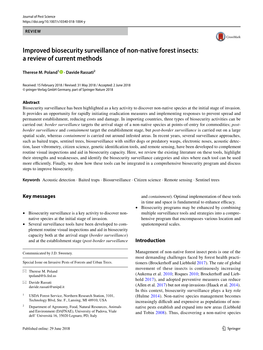 Improved Biosecurity Surveillance of Non-Native Forest Insects: a Review of Current Methods