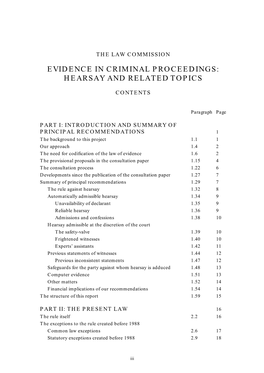 Evidence in Criminal Proceedings : Hearsay and Related