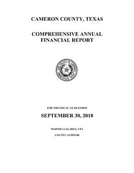 Cameron County FY 2018 CAFR