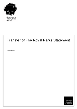 Transfer of the Royal Parks Statement