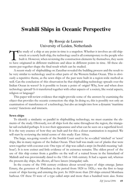 Swahili Ships in Oceanic Perspective