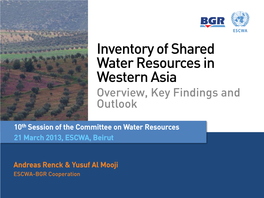 Inventory of Shared Water Resources in Western Asia Overview, Key Findings and Outlook