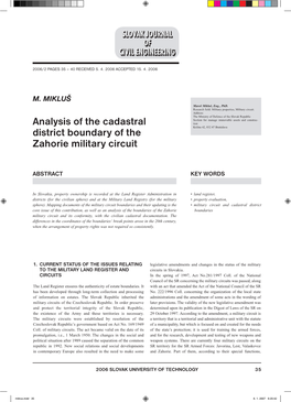 Analysis of the Cadastral District Boundary of the Zahorie Military Circuit