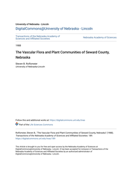 The Vascular Flora and Plant Communities of Seward County, Nebraska