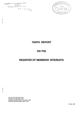 L TENTH REPORT on the REGISTER of MEMBERS